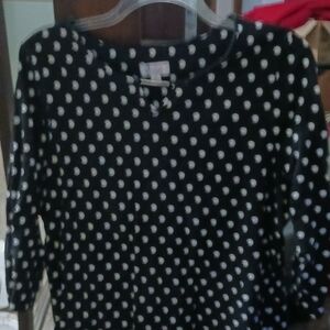 Denim&Co Black and White Polka Dot Top Womens Xl 16